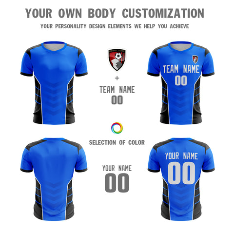 Custom Blue White-Black Sport Soccer Tops Jersey