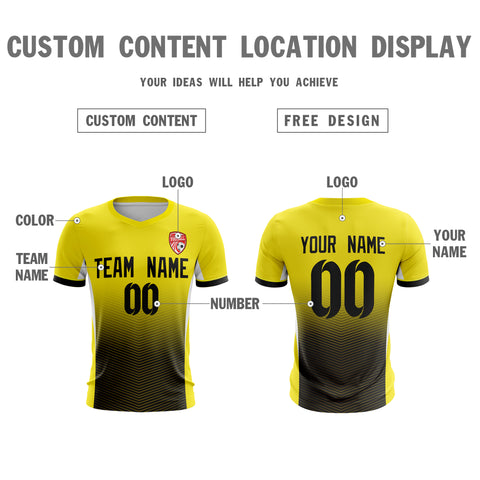Custom Yellow Black Sport Soccer Tops Jersey