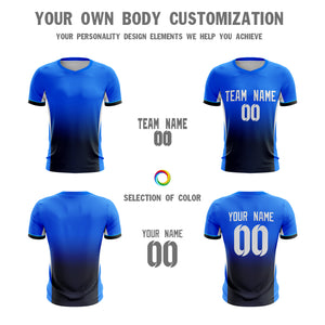 Custom Blue Black Sport Soccer Tops Jersey