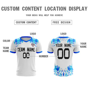 Custom White Blue Sport Soccer Tops Jersey