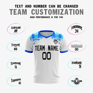 Custom White Blue Sport Soccer Tops Jersey