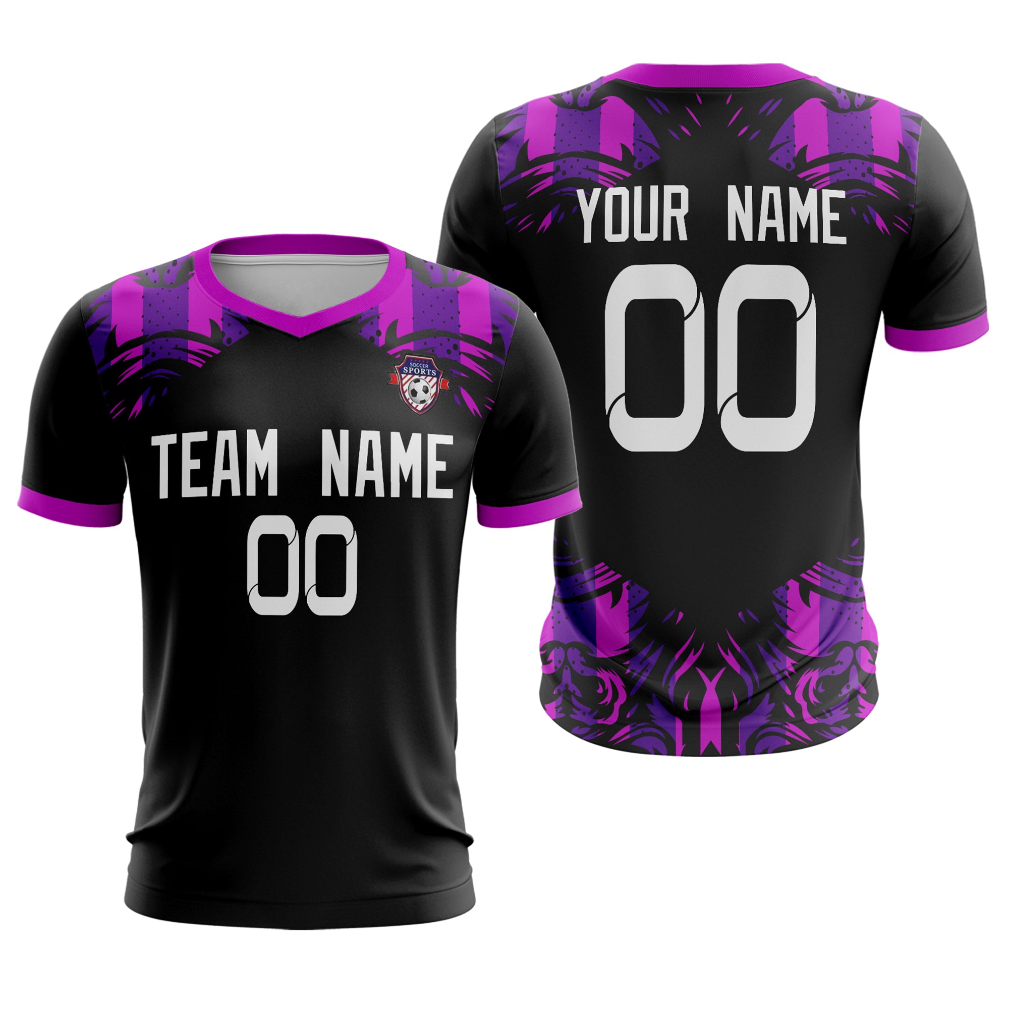 Custom Black Purple White Sport Soccer Tops Jersey