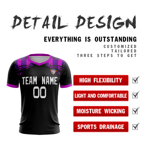 Custom Black Purple White Sport Soccer Tops Jersey