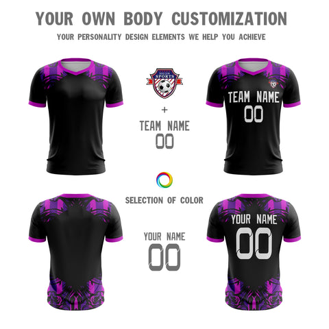 Custom Black Purple White Sport Soccer Tops Jersey