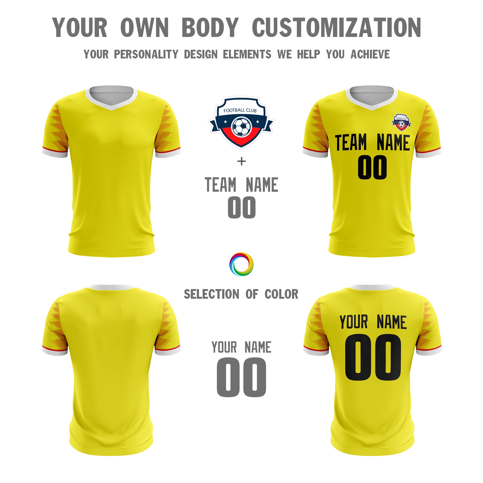 Custom Yellow Black Sport Soccer Tops Jersey