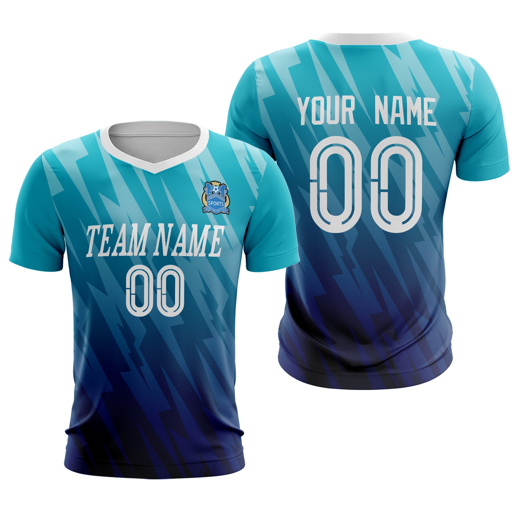 Custom Light Blue Navy Sport Soccer Tops Jersey