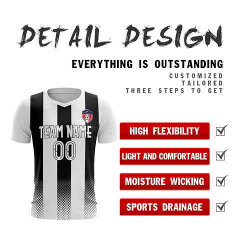 Custom White Black Sport Soccer Tops Jersey