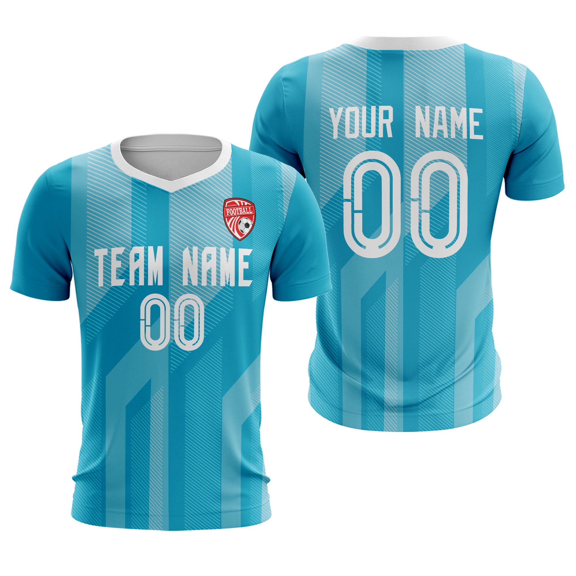 Custom Light Blue White Sport Soccer Tops Jersey