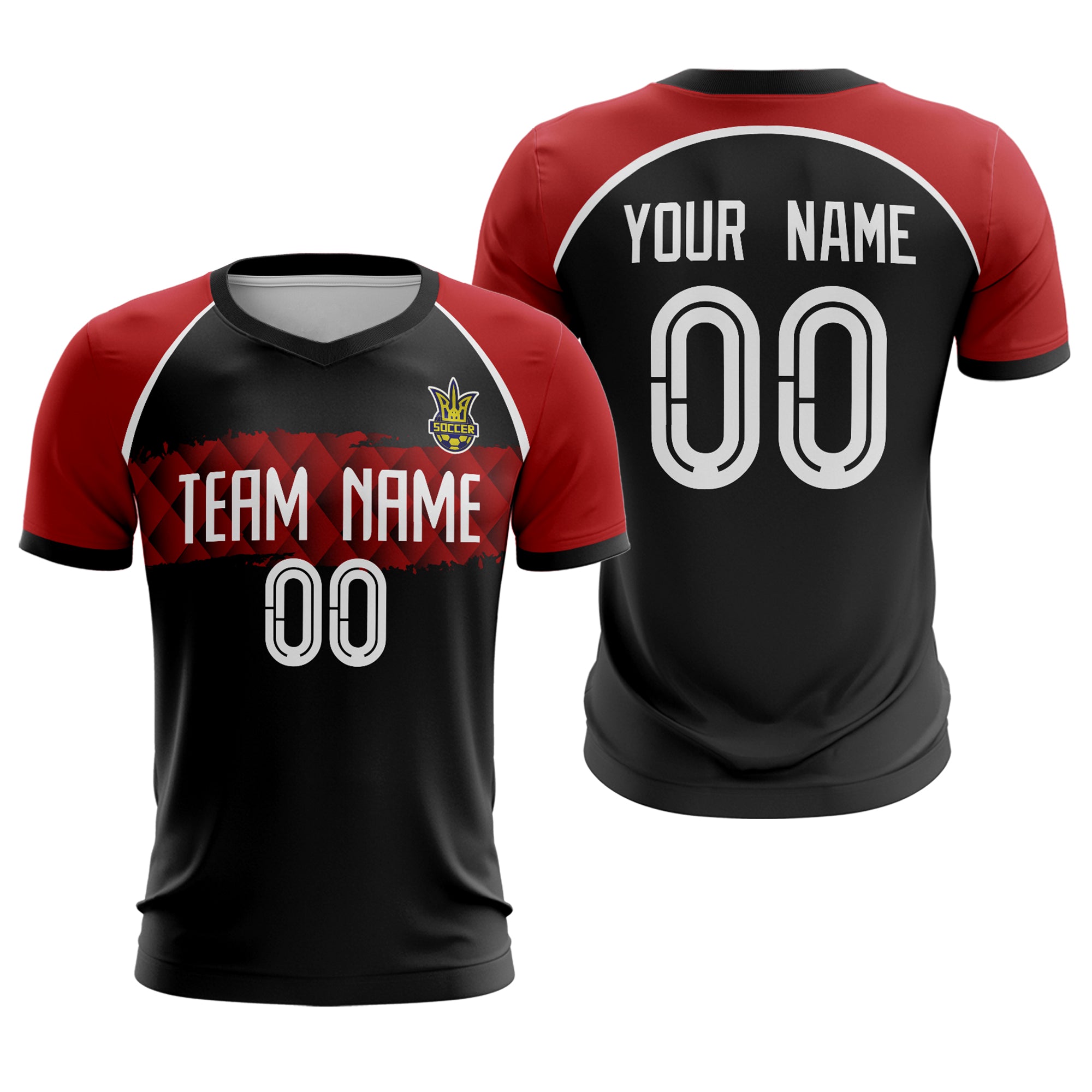 Custom Black Red-White Sport Soccer Tops Jersey