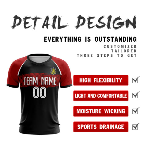 Custom Black Red-White Sport Soccer Tops Jersey