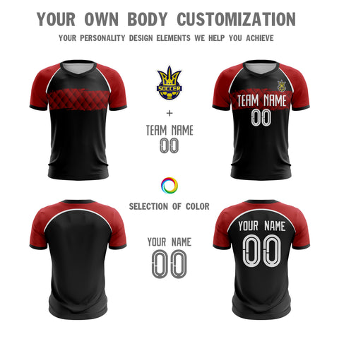 Custom Black Red-White Sport Soccer Tops Jersey
