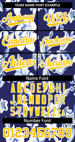 Custom Royal Gold-White Graffiti Pattern Authentic Flower Baseball Jersey