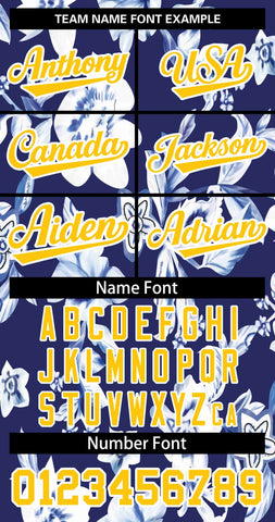 Custom Royal Gold-White Graffiti Pattern Authentic Flower Baseball Jersey