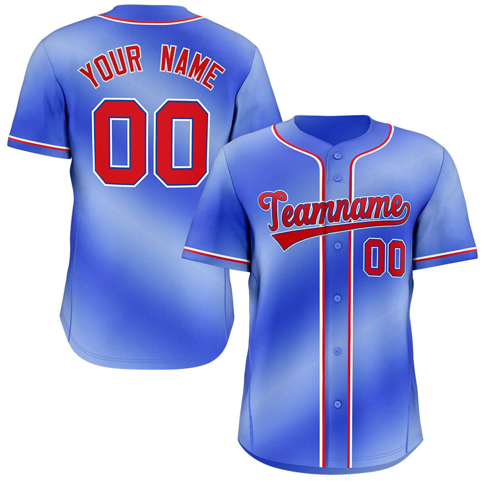 Custom Royal Red-White Gradient Fashion Authentic Baseball Jersey