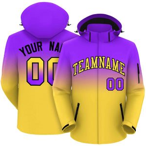 Custom Purple Yellow Gradient Fashion Outdoor Hooded Waterproof Jacket