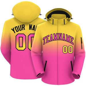 Custom Yellow Pink Gradient Fashion Outdoor Hooded Waterproof Jacket