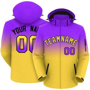 Custom Purple Yellow Gradient Fashion Outdoor Hooded Waterproof Jacket