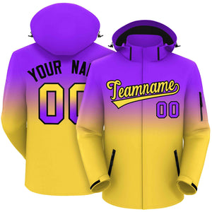 Custom Purple Yellow Gradient Fashion Outdoor Hooded Waterproof Jacket