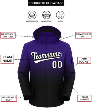 Custom Purple Black Gradient Fashion Outdoor Hooded Waterproof Jacket