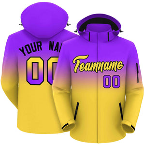 Custom Purple Yellow Gradient Fashion Outdoor Hooded Waterproof Jacket