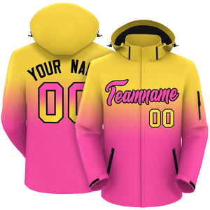 Custom Yellow Pink Gradient Fashion Outdoor Hooded Waterproof Jacket