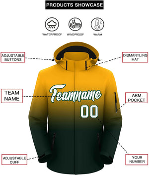 Custom Yellow Green Gradient Fashion Outdoor Hooded Waterproof Jacket