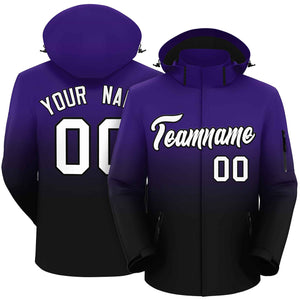 Custom Purple Black Gradient Fashion Outdoor Hooded Waterproof Jacket