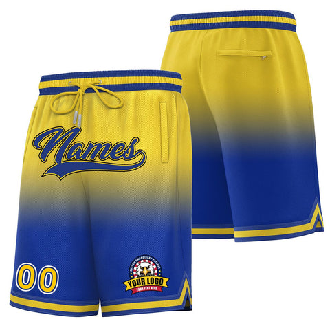 Custom Yellow Royal Personalized Gradient Fashion Basketball Shorts