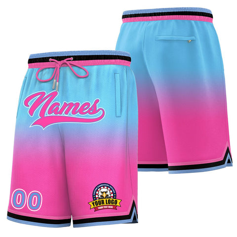 Custom Blue Pink Personalized Gradient Fashion Basketball Shorts