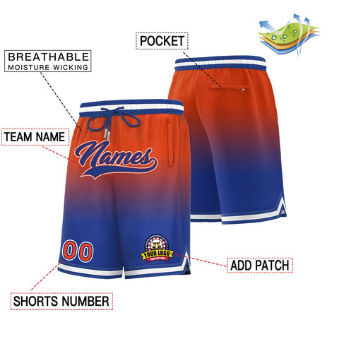 Custom Orange Royal Personalized Gradient Fashion Basketball Shorts