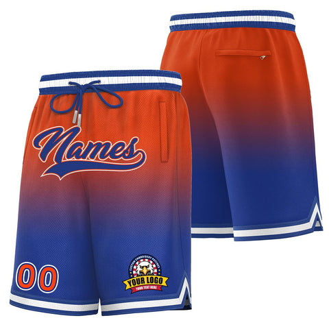 Custom Orange Royal Personalized Gradient Fashion Basketball Shorts