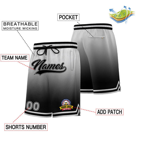 Custom Gray Black Personalized Gradient Fashion Basketball Shorts