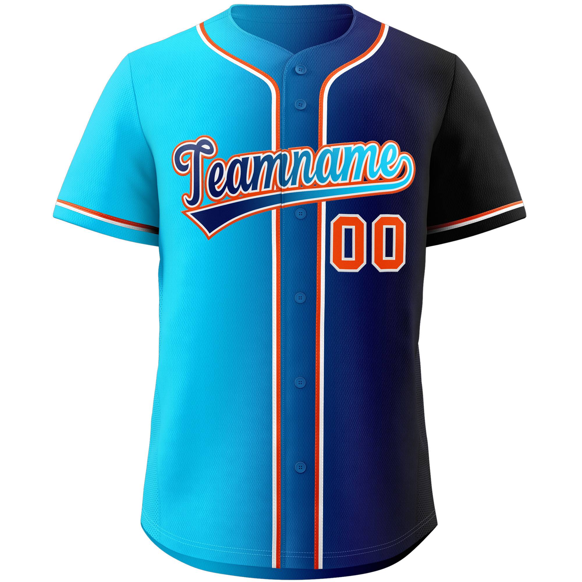 Maillot de baseball authentique à la mode dégradé en jersey bleu marine personnalisé