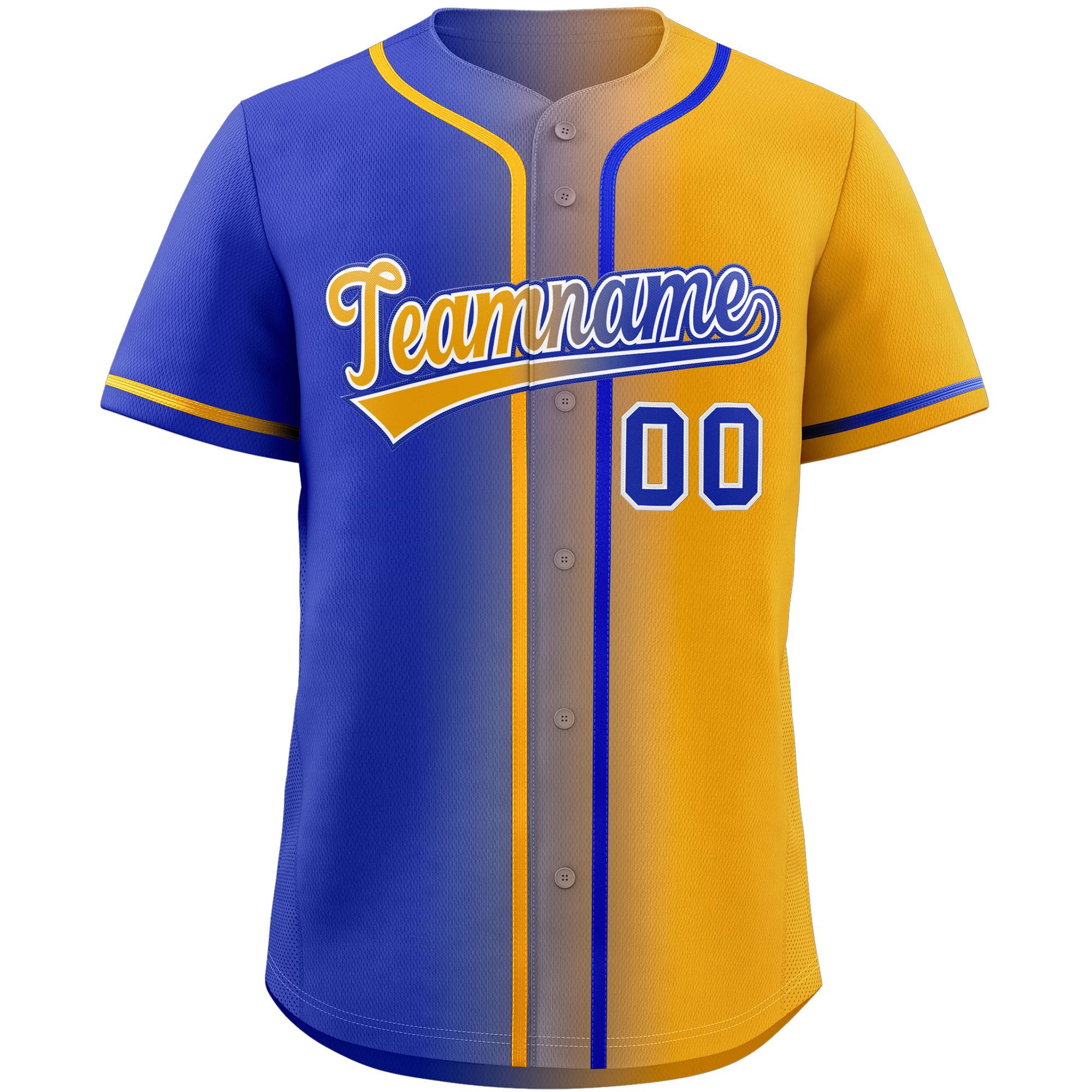 Custom Royal Yellow Gradient Fashion Authentic Baseball Jersey