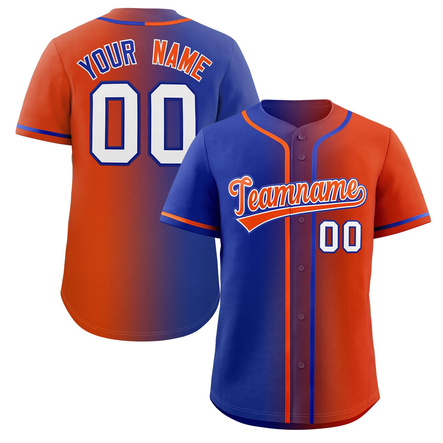 Maillot de baseball authentique personnalisé à la mode dégradé orange royal