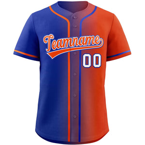 Maillot de baseball authentique personnalisé à la mode dégradé orange royal