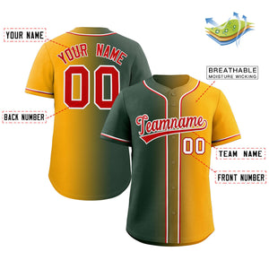 Maillot de baseball personnalisé, dégradé vert rouge-blanc, mode authentique