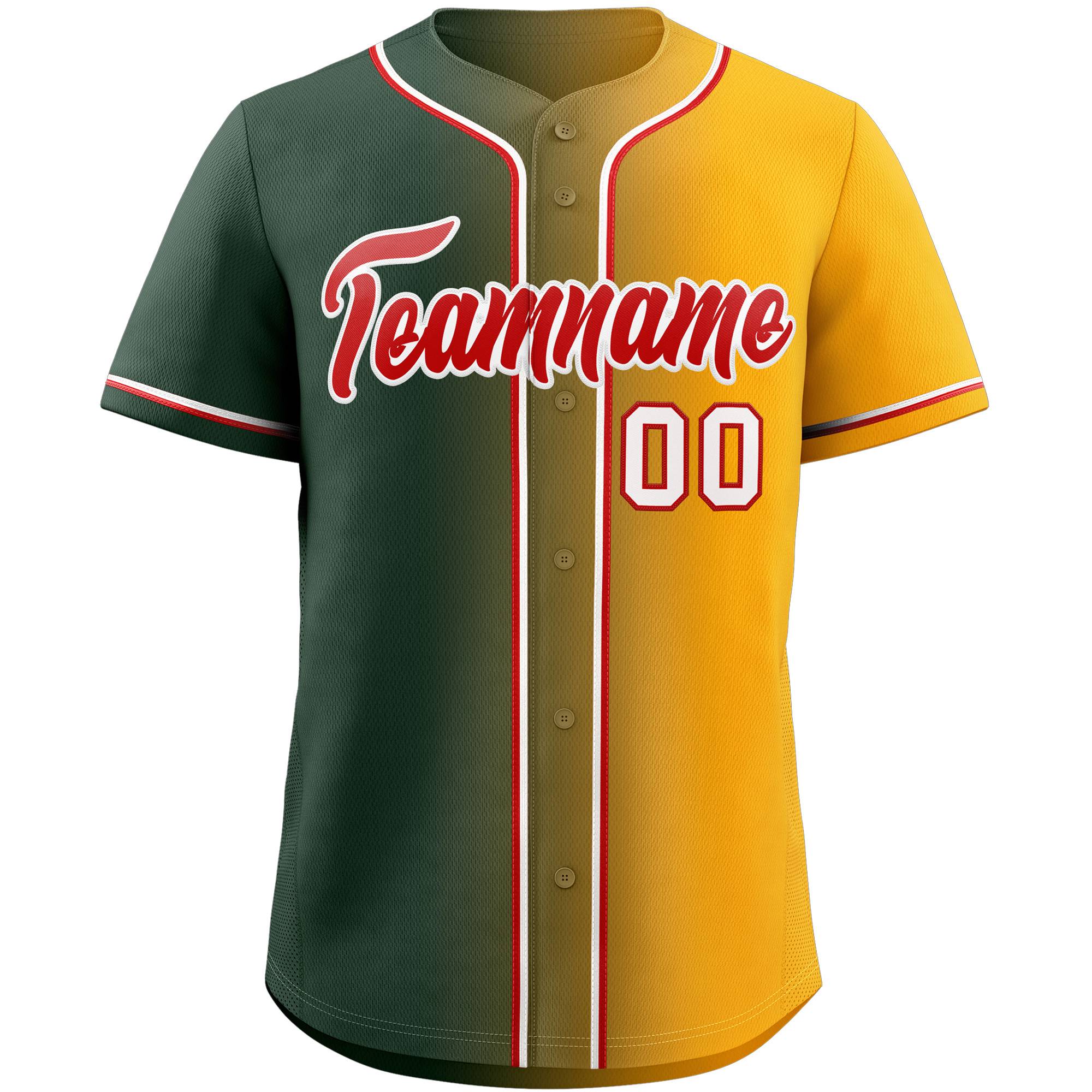 Custom Green Red-White Gradient Fashion Authentic Baseball Jersey