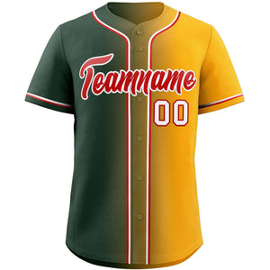 Maillot de baseball personnalisé, dégradé vert rouge-blanc, mode authentique