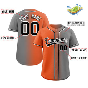 Custom Orange Black-White Gradient Fashion Authentic Baseball Jersey