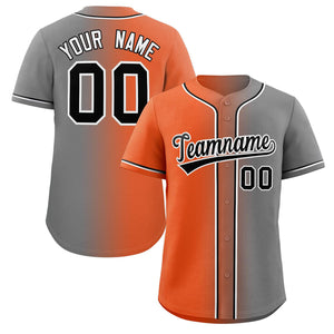 Custom Orange Black-White Gradient Fashion Authentic Baseball Jersey