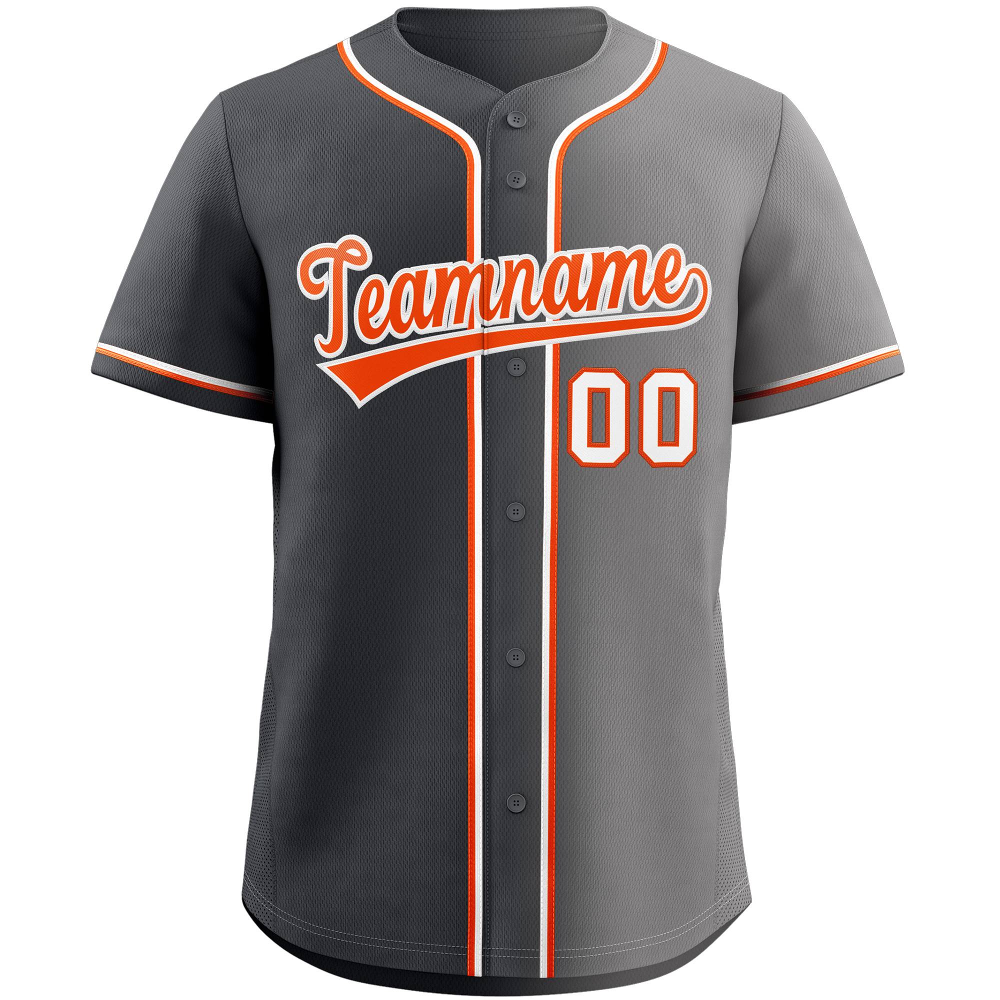 Maillot de Baseball authentique, personnalisé, gris, Orange-blanc, mode dégradé