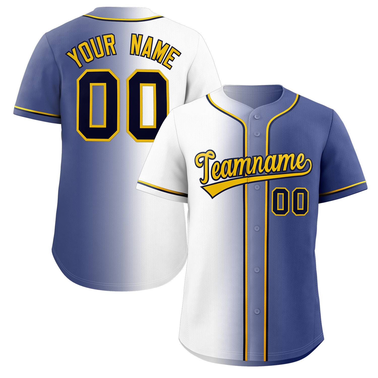 Custom White Yellow-Black Gradient Fashion Authentic Baseball Jersey