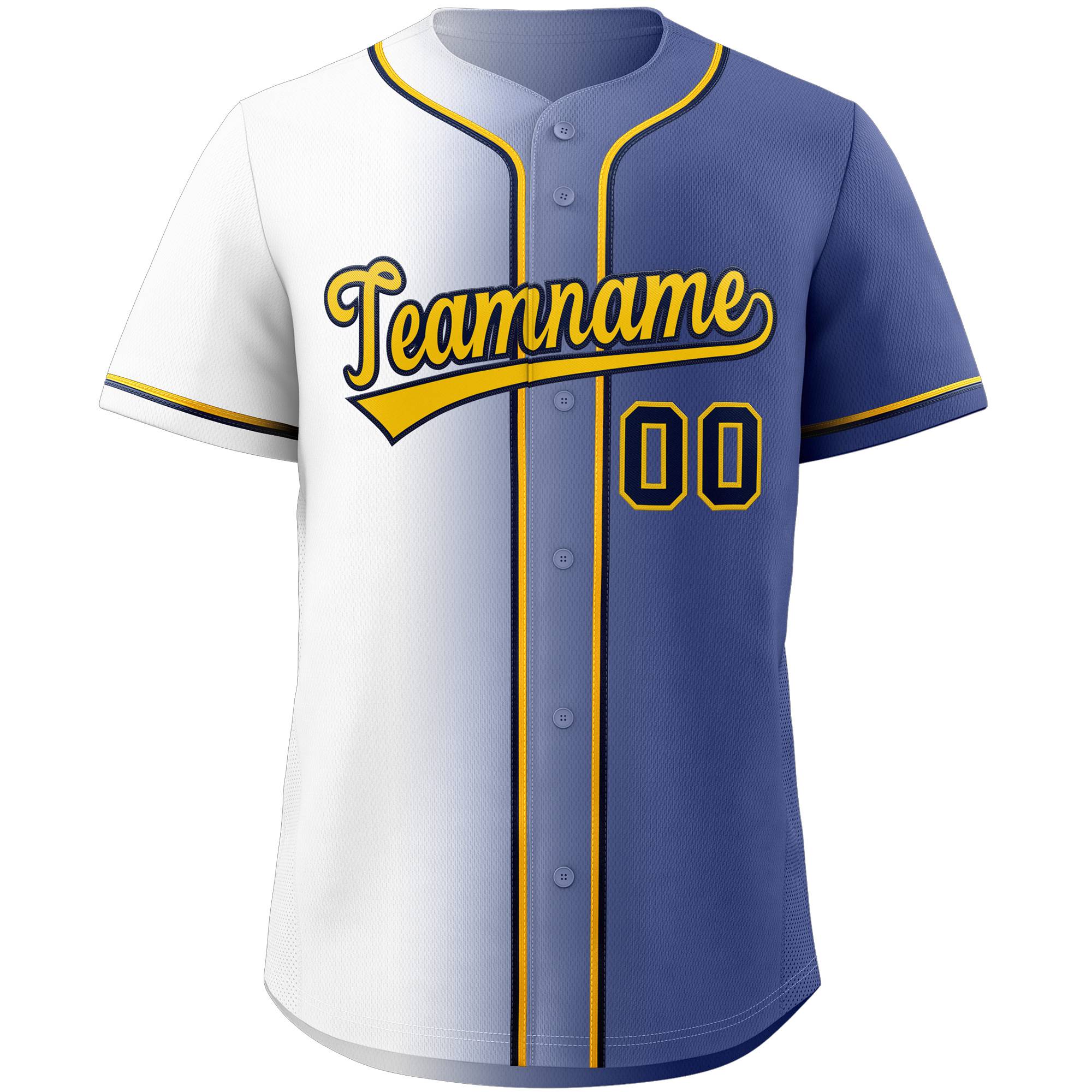 Custom White Yellow-Black Gradient Fashion Authentic Baseball Jersey