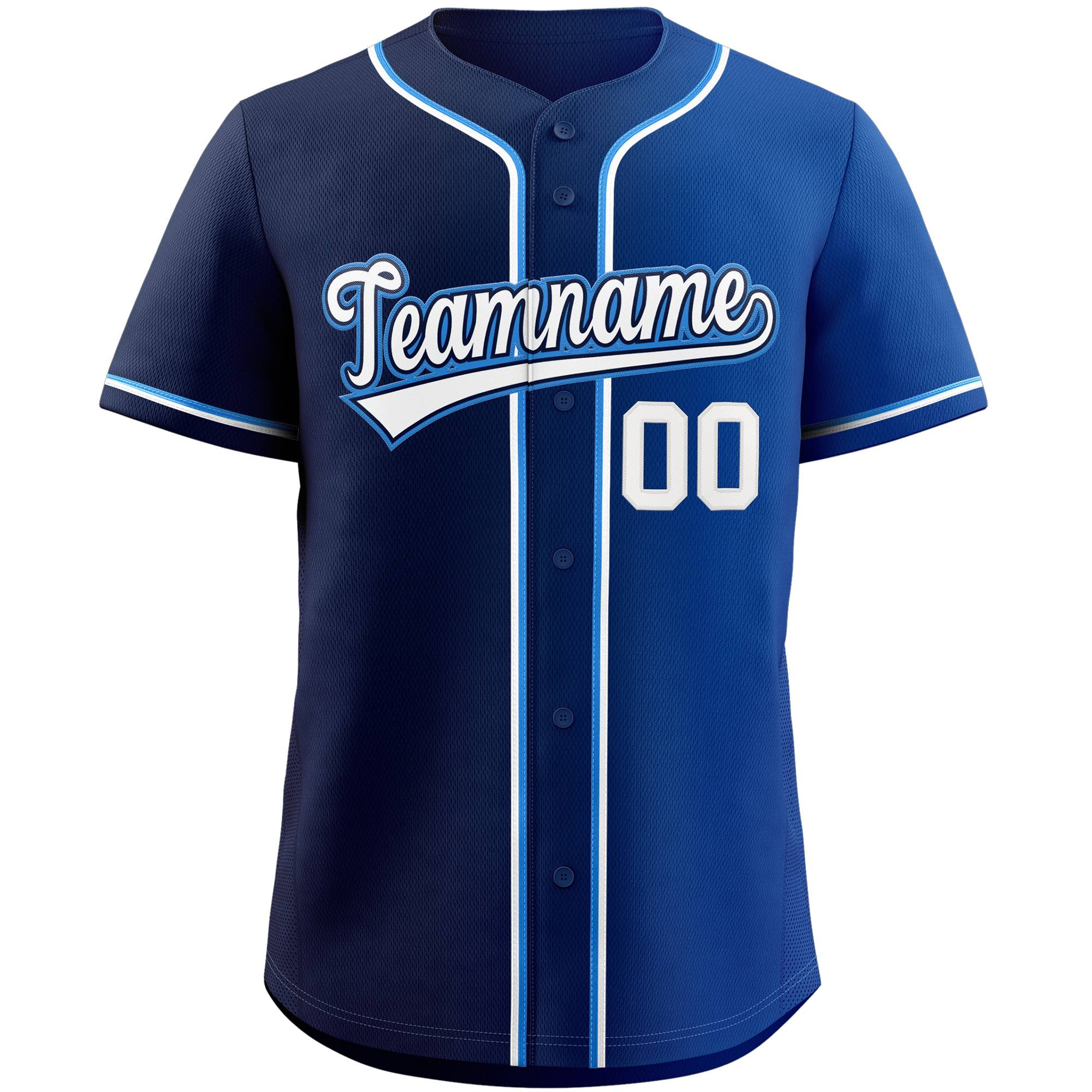 Custom Navy White-Black Gradient Fashion Authentic Baseball Jersey