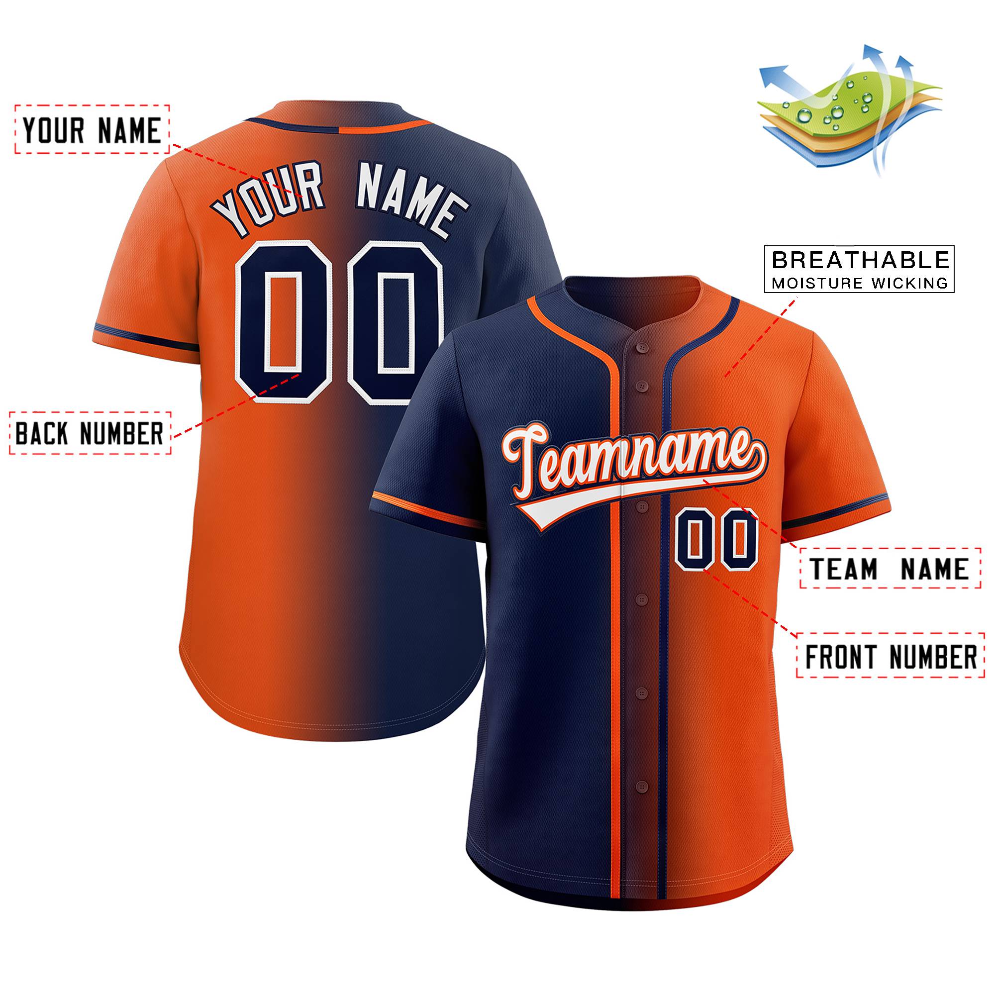 Custom Orange White Gradient Fashion Authentic Baseball Jersey