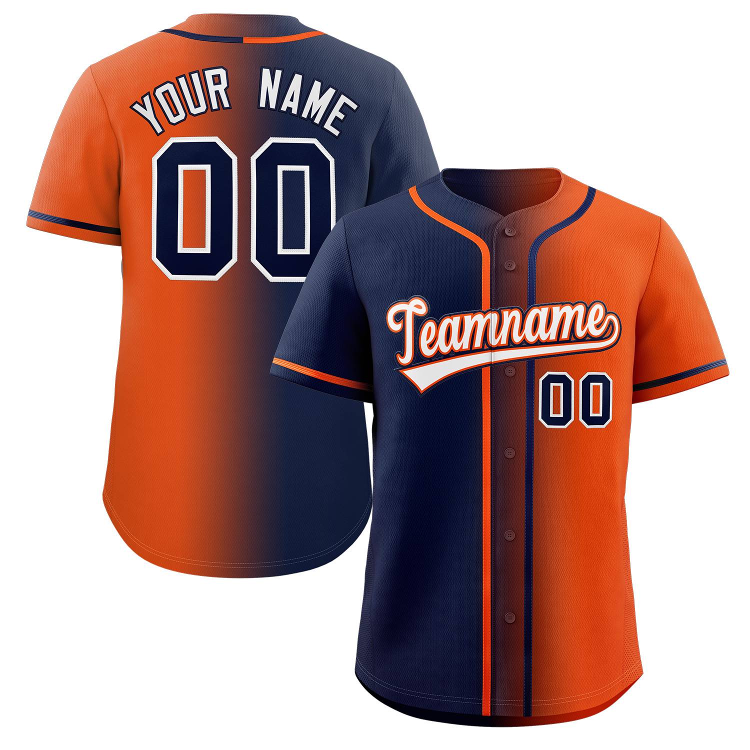 Custom Orange White Gradient Fashion Authentic Baseball Jersey