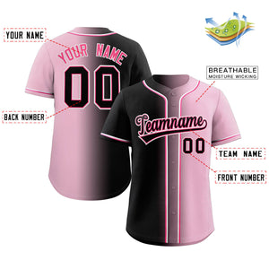 Maillot de baseball authentique à la mode dégradé rose noir-rose personnalisé