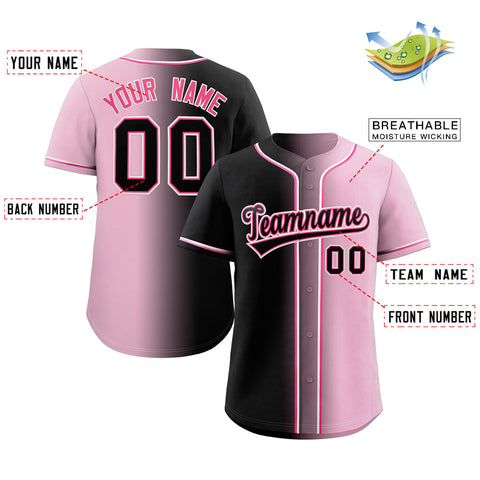 Custom Pink Black-Pink Gradient Fashion Authentic Baseball Jersey