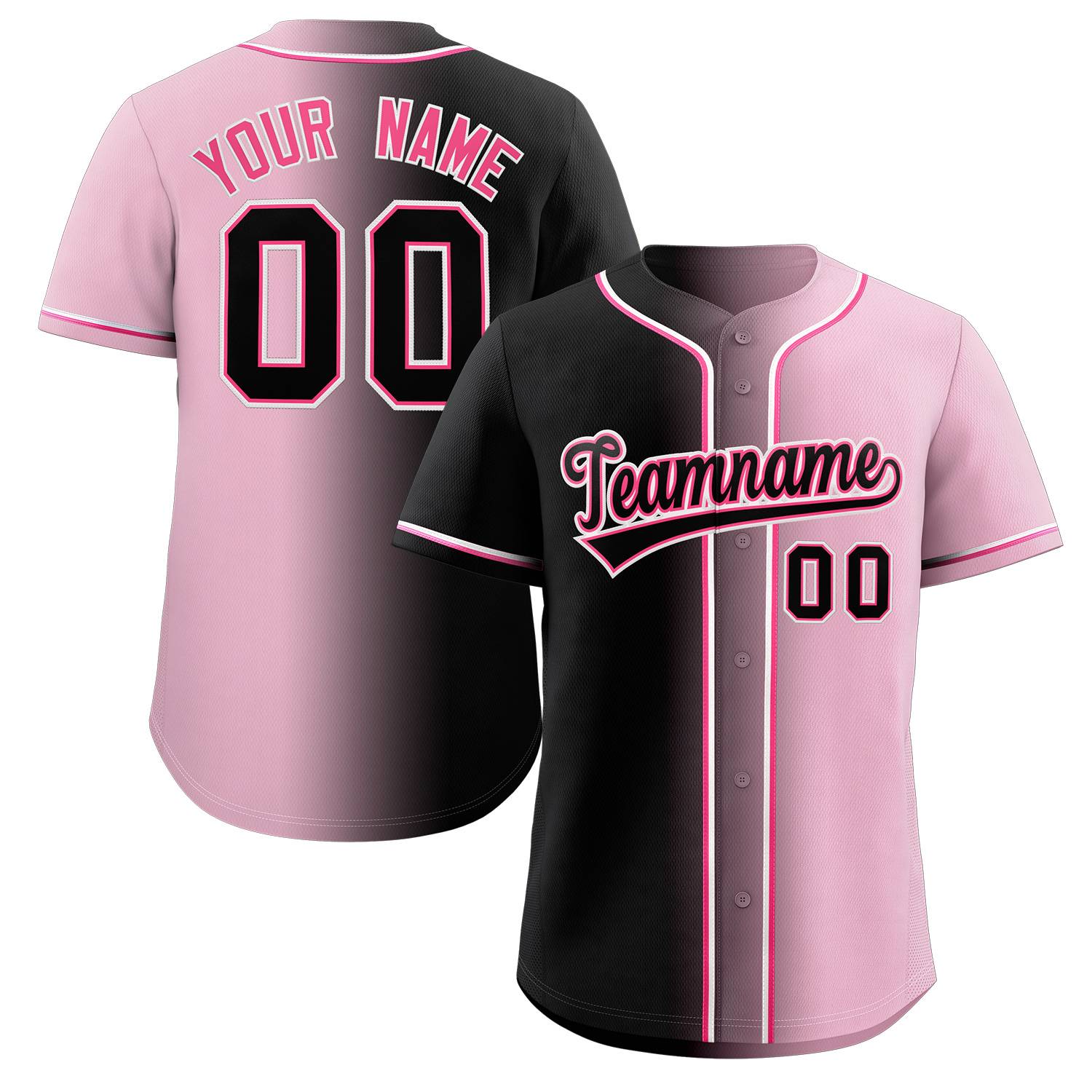 Maillot de baseball authentique à la mode dégradé rose noir-rose personnalisé